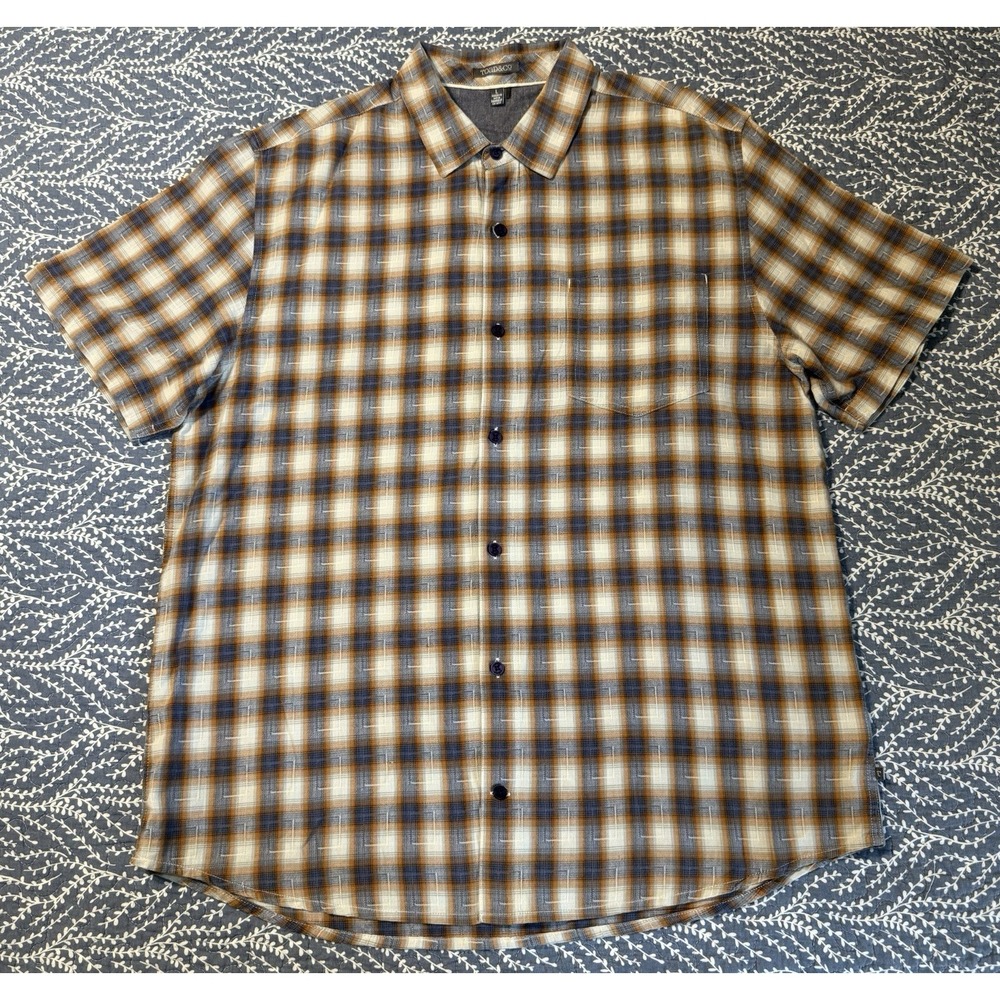 Toad&Co Collar Short Sleeve Plaid Organic Cotton Button Up Size Large